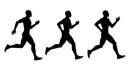 Running Man Silhouettes on White Background Sport and Fitness silhouette