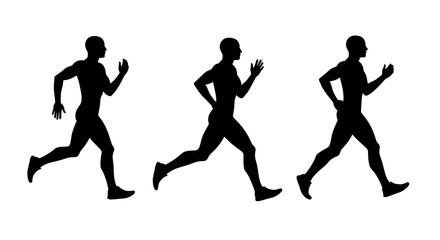 Running Man Silhouette on White Background Sport and Fitness Concept silhouette
