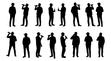 Seamless Pattern of Men Drinking Beer Silhouette