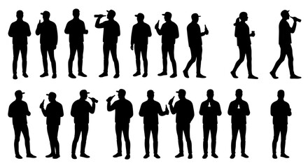 Diverse Group of People Drinking Beer Silhouette