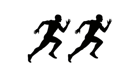 Two Runners Sprinting Forward Silhouette