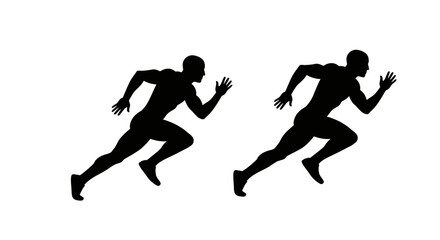 Two Men Running Fast Silhouette