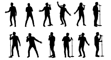 Singers and Performers Holding Microphones Silhouette