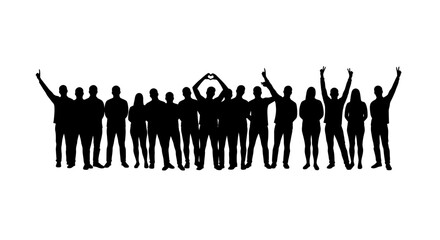 Diverse Group of People Celebrating Together in Silhouette