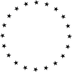 Stars in a circle, black silhouette on a transparent background, vector drawing