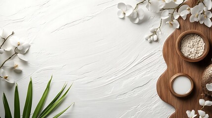 White spa-like arrangement on textured surface