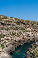 Limestone Cliffs Overlooking Lagoon, Wied il-Għasri, Gozo, Malta