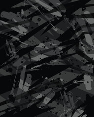 Abstract black grey grunge pattern sports jersey design