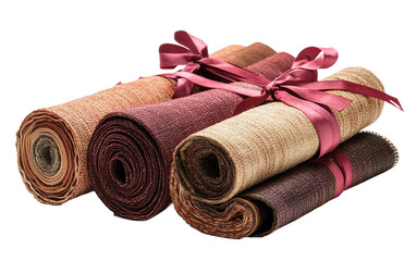 Bundle of rolled prayer mats neatly tied with ribbon representing spiritual preparation and devotion isolated on transparent background PNG