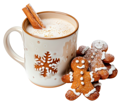 PNG A mug of winter gingerbread cocktail beverage dessert cookie.