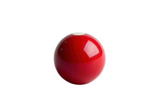 Extended cue rest holding red snooker ball on transparent background