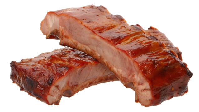grilled ribsisolated on white background, png, ai generated.