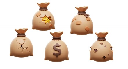 Money bags illustration set