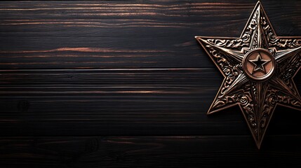 Ornate star on dark wood