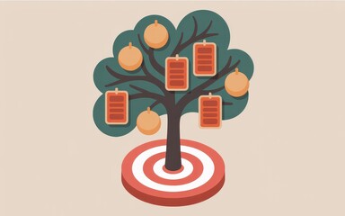 Goal Setting Tree Illustration with Target and Notes