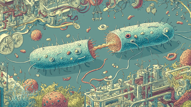Bacterial Conjugation in the Artistic Style of David Goodsell