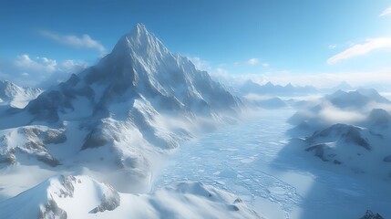 Majestic snowy mountain range panorama