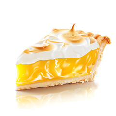 Slice of Lemon Meringue Pie with Golden Topping