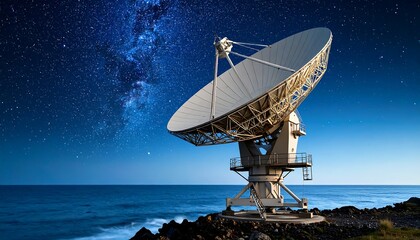 Radio telescope at night