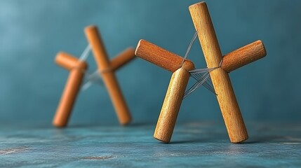 Wooden coasters in a criss-cross pattern