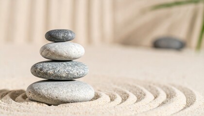 Stacked stones on a Zen garden