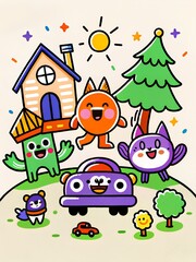Fototapeta premium cute cartoon illustration for kids t-shirt, children book