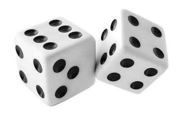 two dices with black dots cut out isolated on white background, png, ai generated.