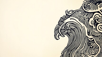 Ornate wave design on pale background
