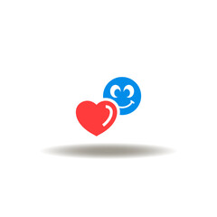 Vector illustration of heart and smile face. Symbol of wellness. Sign of satisfaction.