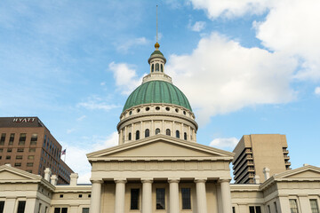 The old Courthouse, part of the Gateway Arch National Park, in downtown St. Louis, Missouri.