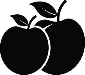 Nectarine silhouette vector on a white background
