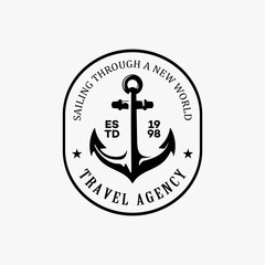 MARINE RETRO EMBLEM-WITH ANCHOR SIGN