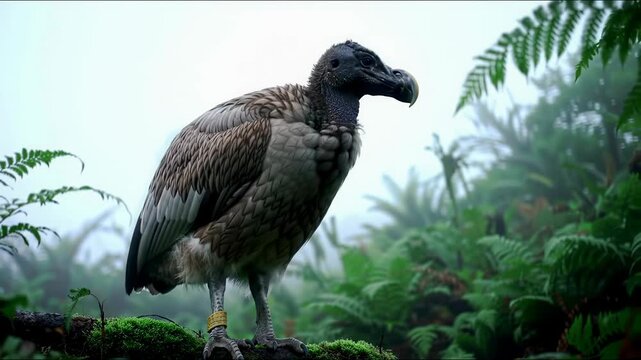 Dodo bird encounters dense foliage in its natural habitat while foraging for food