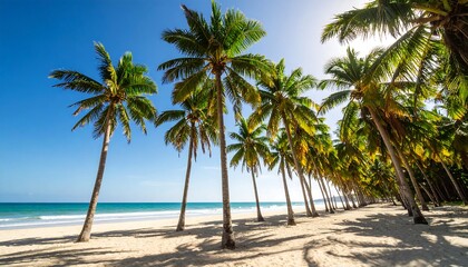 Tropical beach scene with palm trees