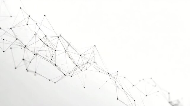 Dynamic Abstract Network of Interconnected Dots and Lines Pulsating with Digital Energy