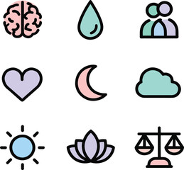 Mind, body, spirit icons for wellness and balance