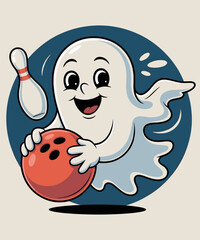 Retro Funny Ghost Bowling Crew halloween