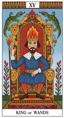 Obraz premium fork style tarot cart King of Wands