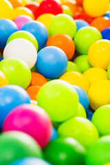 A sea of colorful plastic balls fills a childrens play area inviting kids to jump in and enjoy the vibrant atmosphere Sunlight enhances the playful setting creating joy