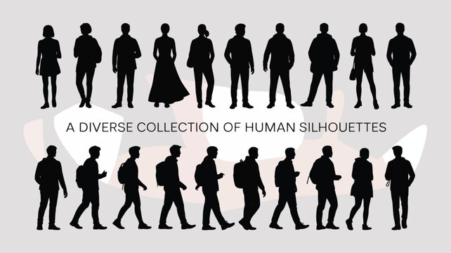 Dynamic human figure captured in a striking black silhouette perfect for diverse design applications and creative projects