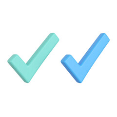 Two Check Marks Isolated, Blue & Turquoise. Positive Symbol. Confirming, Validating, Accepting