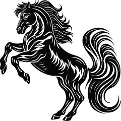 Obraz premium Vector art of a majestic black horse rearing up powerfully