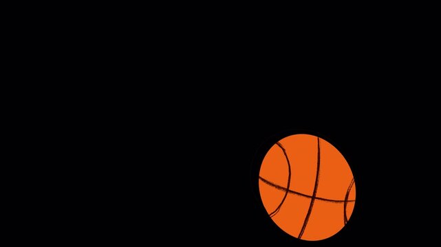 Bouncing basketball on a black background. Stock footage with an orange sports ball in 4K with alpha channel.