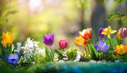 vibrant spring flowers lush greenery and colorful blooms peaceful renewal