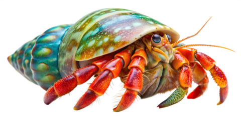 colorful hermit crab with shell isolated on white background, png, ai generated.
