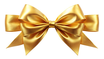 golden bow with ribbon isolated on white background, png, ai generated.