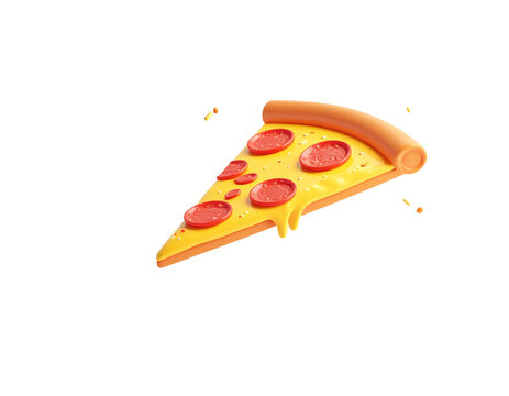 Pepperoni pizza slice hovering against black backdrop. Ideal for food advertisements - Powered by Adobe