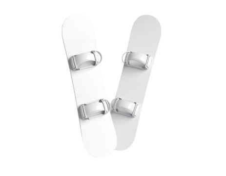 All White Snowboards with Bindings Isolated on Black Background. Product cutout for online store
