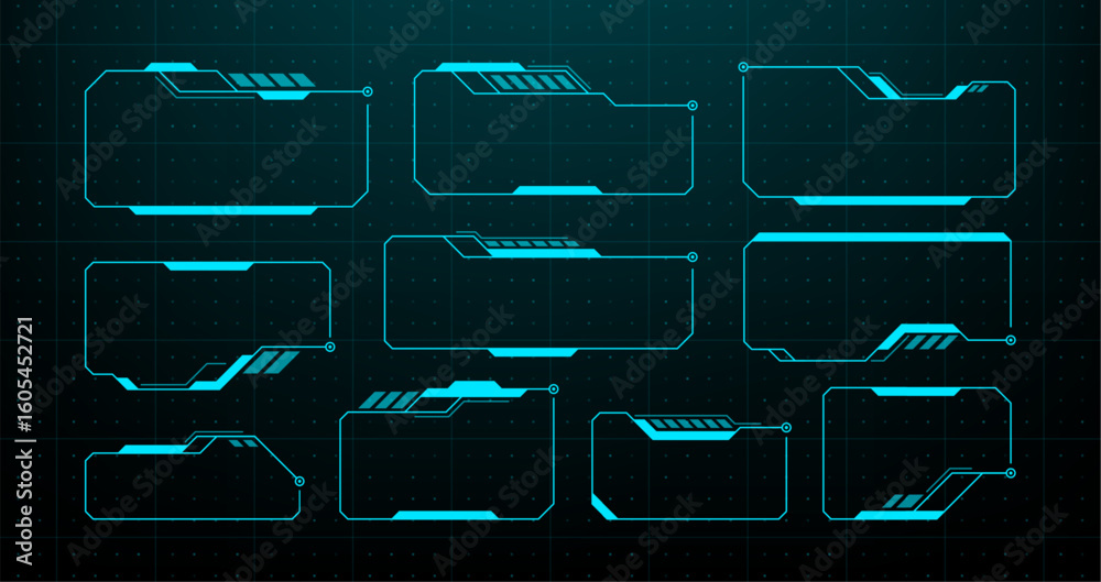 Poster Head up display elements featuring futuristic gui frames. Abstract digital graphic interface for game or virtual reality.