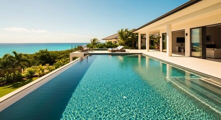 Fototapeta premium Luxurious infinity pool overlooking the ocean.